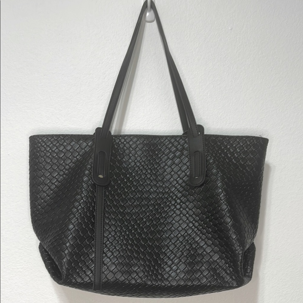 Elegant Black Woven Tote Bag